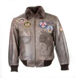 B-2 Mens Top Gun Pilot Bomber Leather Jacket