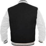 Men's Black and White Varsity Jacket Back