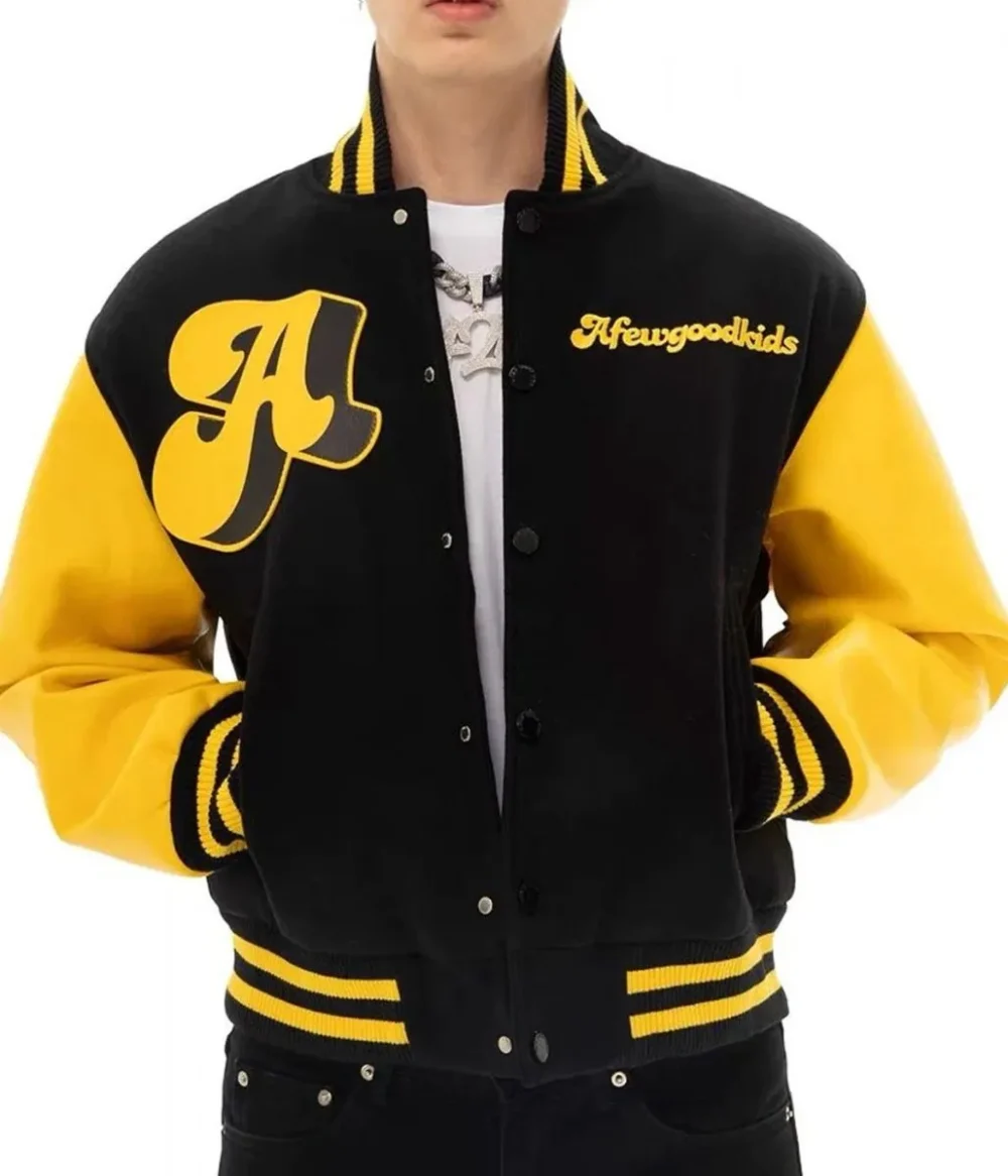 Black And Yellow Letterman Jacket