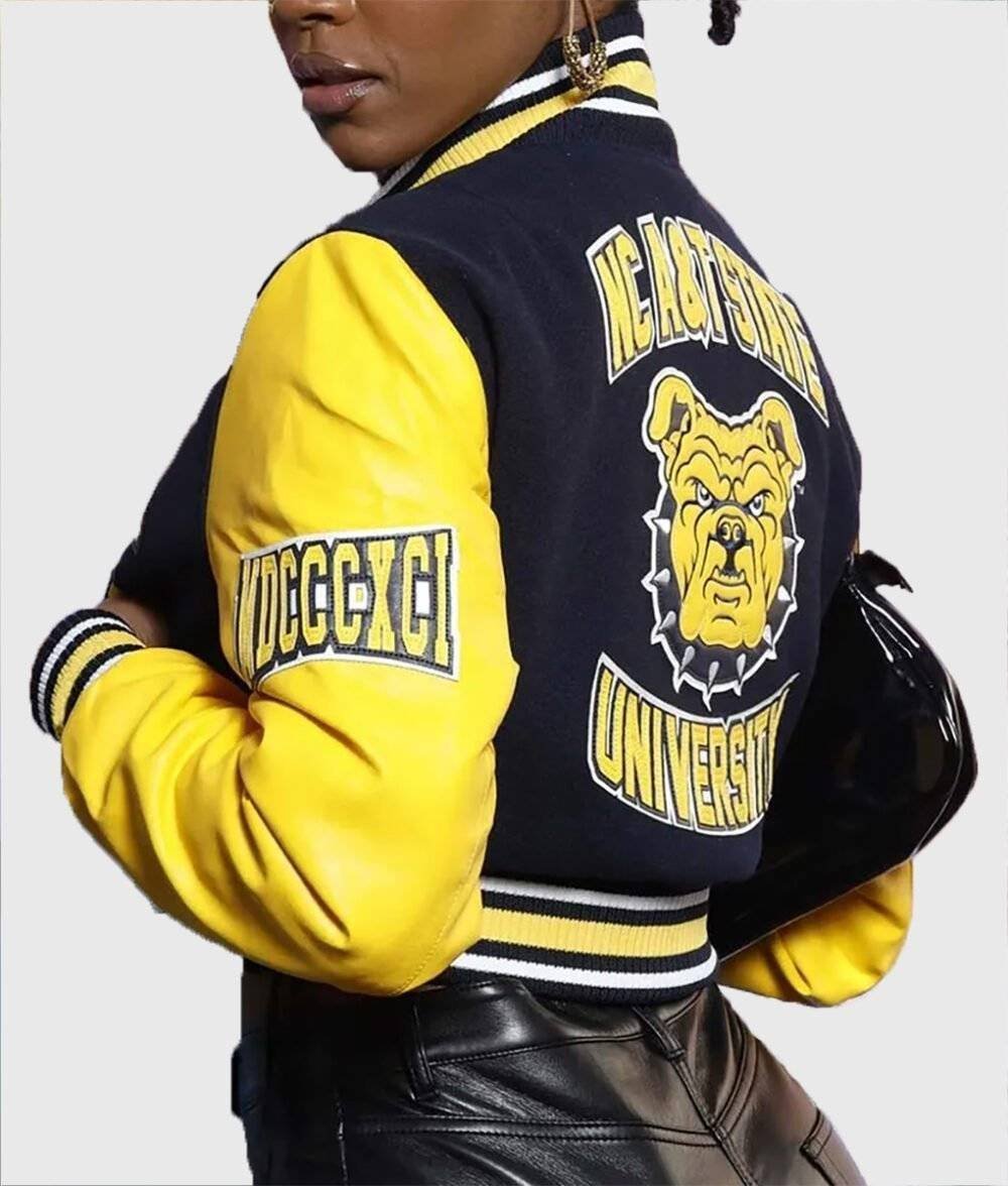 Black And Yellow Varsity Jacket Cropped