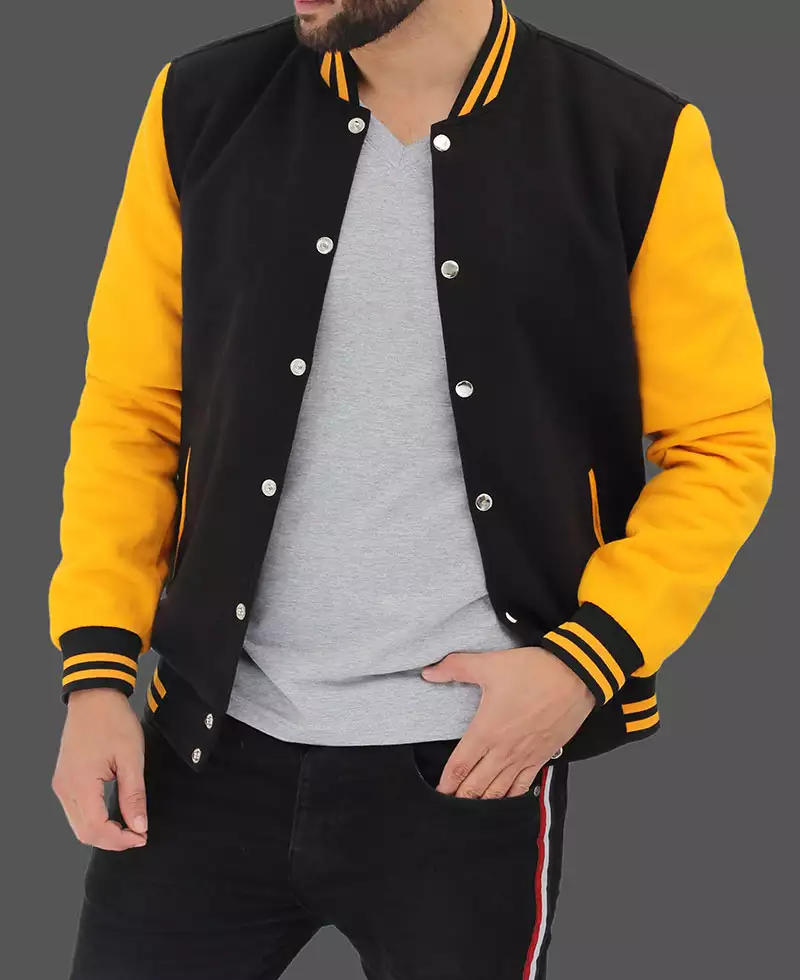 Black And Yellow Varsity Jacket Mens