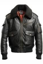 Black Bomber Leather Jacket Aviator B3 Style