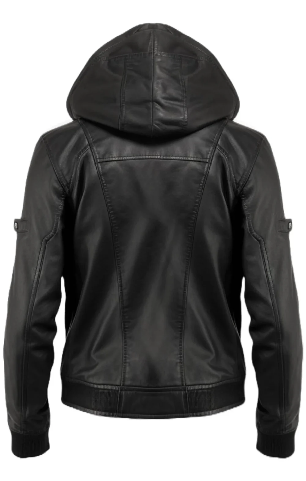 Black Hooded Men Leather Jacket