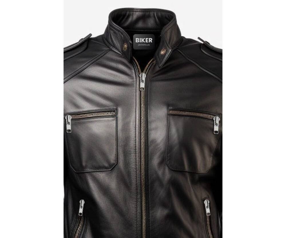 Black Leather Bomber Jacket Men