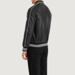 Black Leather Varsity Jacket Men