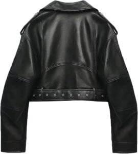 Black Oversized Belted Hem Cropped Biker Jacket 1 Black Oversized Belted Hem Cropped Biker Jacket
