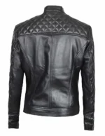 Black Quilted Leather Biker Jacket