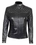 Black Quilted Leather Biker Jacket