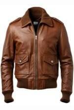 Brown Bomber Aviator Leather Jacket