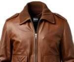 Brown Bomber Aviator Leather Jacket