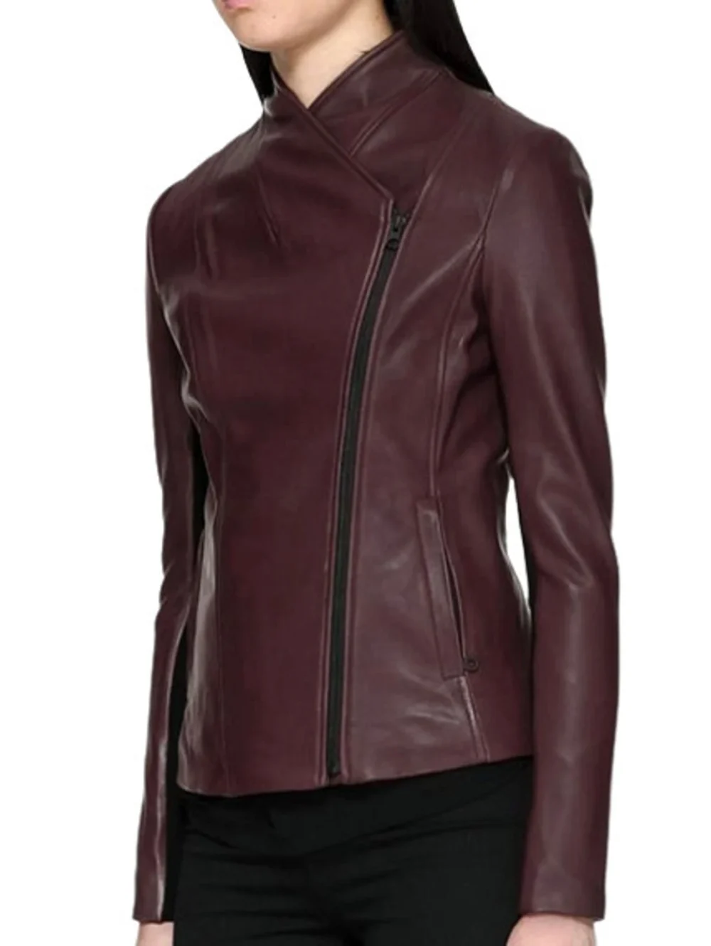 Burgundy Biker Jacket Ladies