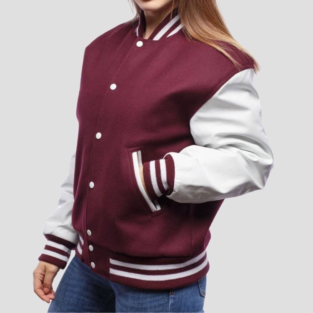 Burgundy Varsity Jacket Women's