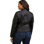 Collarless Leather Biker Jacket Women