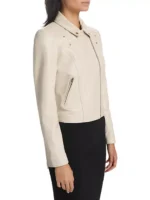 Cream Leather Biker Jacket Ladies