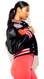 Cropped Leather Varsity Jacket