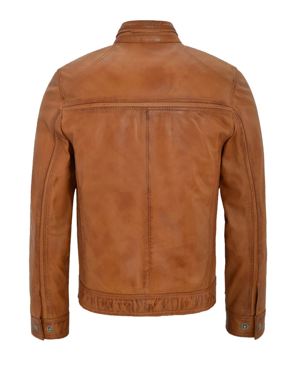 Distressed Brown Leather Biker Jacket