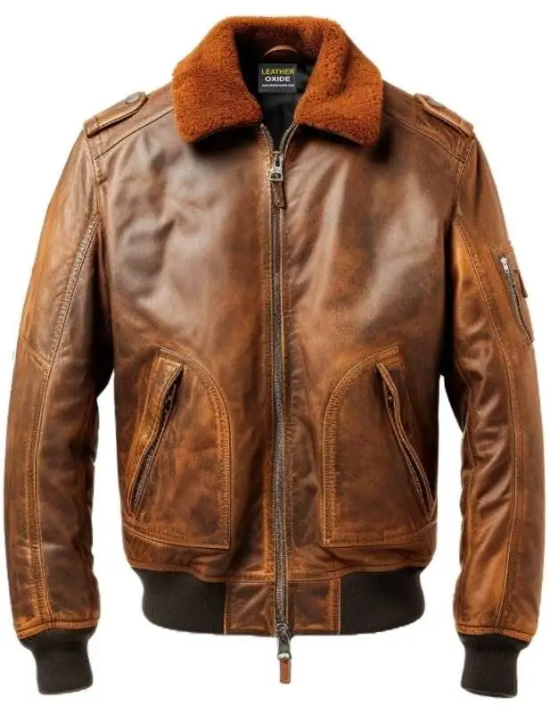 Faux Leather Aviator Jacket Mens