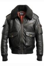 Flight Bomber Black Leather Jacket