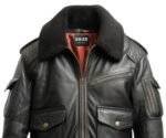 Flight Bomber Black Leather Jacket