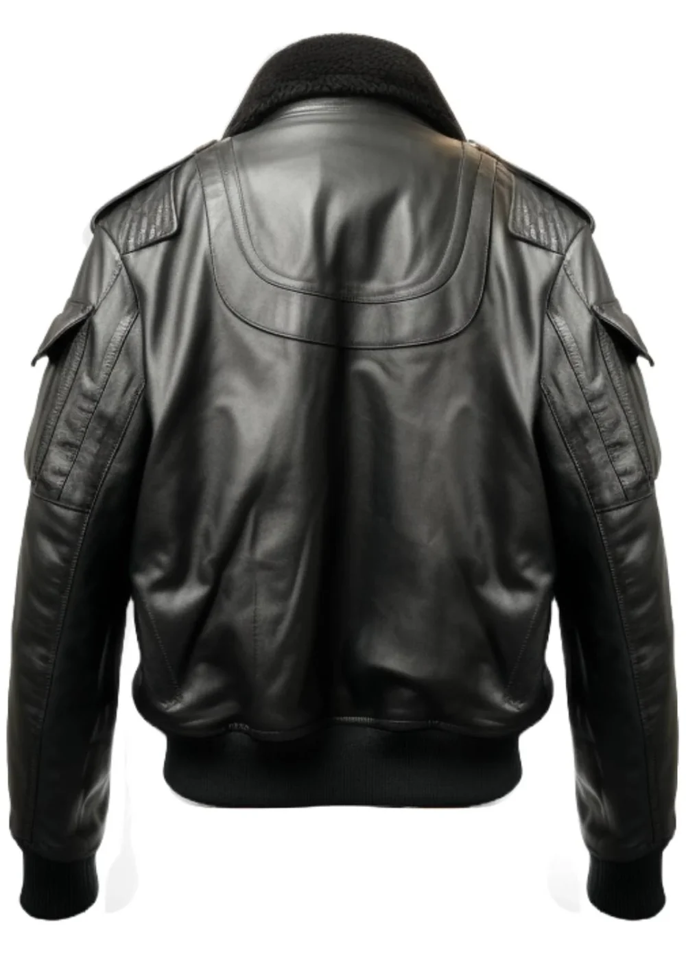 Flight Bomber Black Leather Jacket