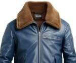 Flight Bomber Blue Leather Jacket