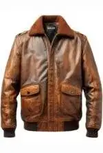 Flight Bomber Leather Jacket Vintage Brown