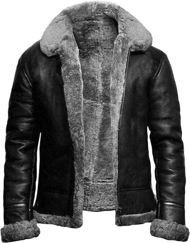 Fur Lined Biker Jacket Mens