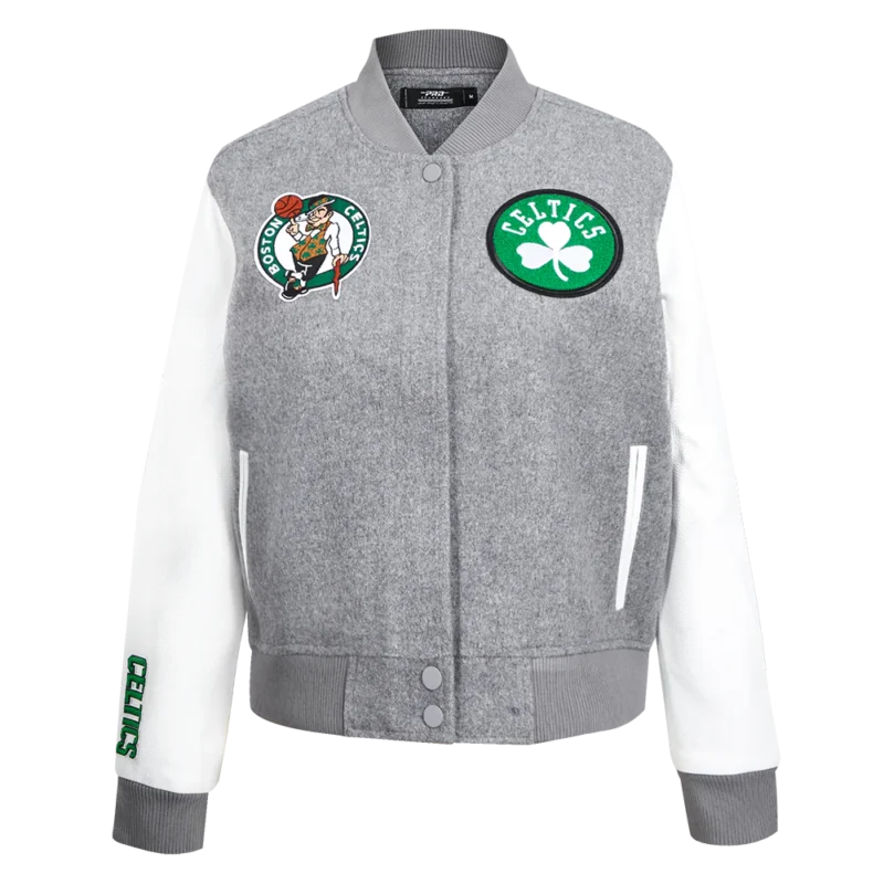 Grey And White Varsity Jacket Womens