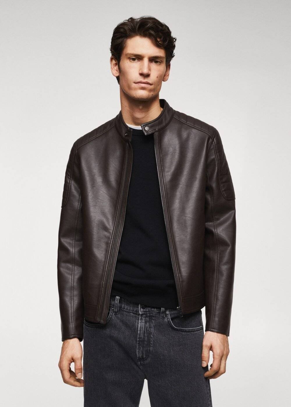 Imitation Leather Biker Jacket