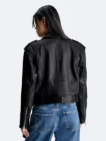 Ladies Black Leather Biker Jacket