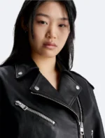 Ladies Black Leather Biker Jacket