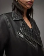 Ladies Studded Leather Biker Jacket