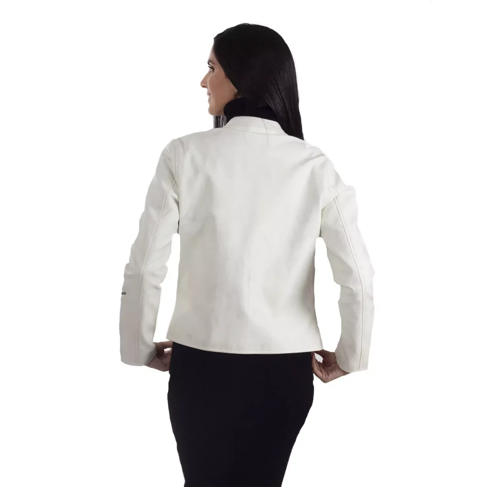 Ladies White Biker Jacket