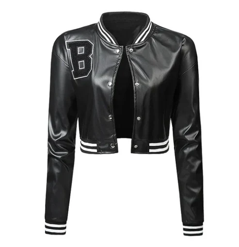 Leather Varsity Jacket Women