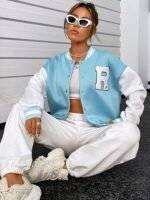 Light Blue Varsity Jacket Women's