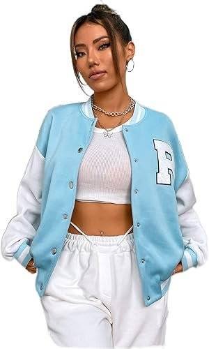 Light Blue Varsity Jacket Women's