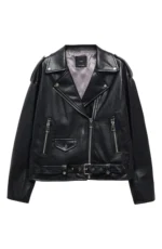 Mango Oversized Leather Biker Jacket