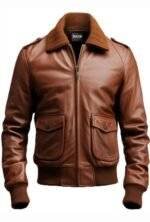 Men Aviator Brown Leather Jacket