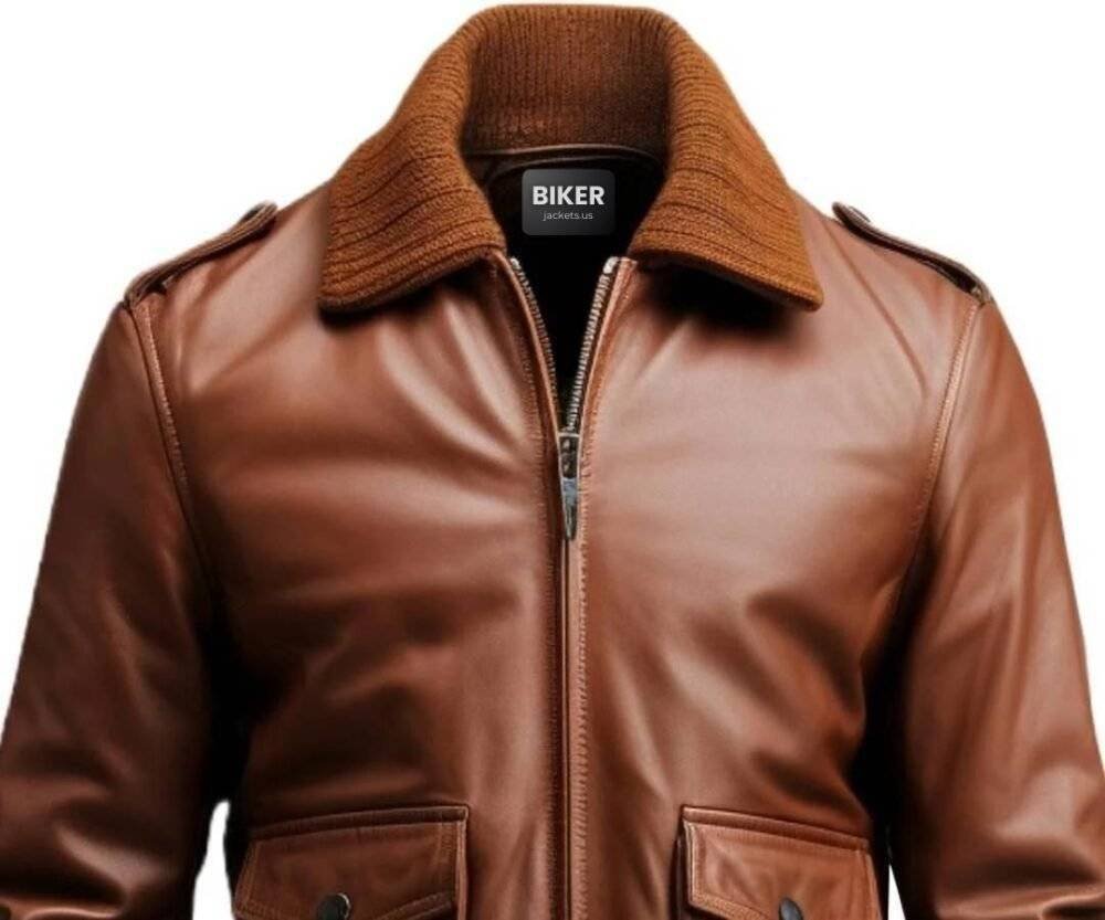 Men Aviator Brown Leather Jacket