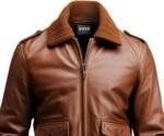 Men Aviator Brown Leather Jacket