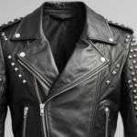 Men Black Leather Biker Studded Jacket