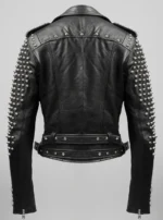 Men Black Leather Biker Studded Jacket