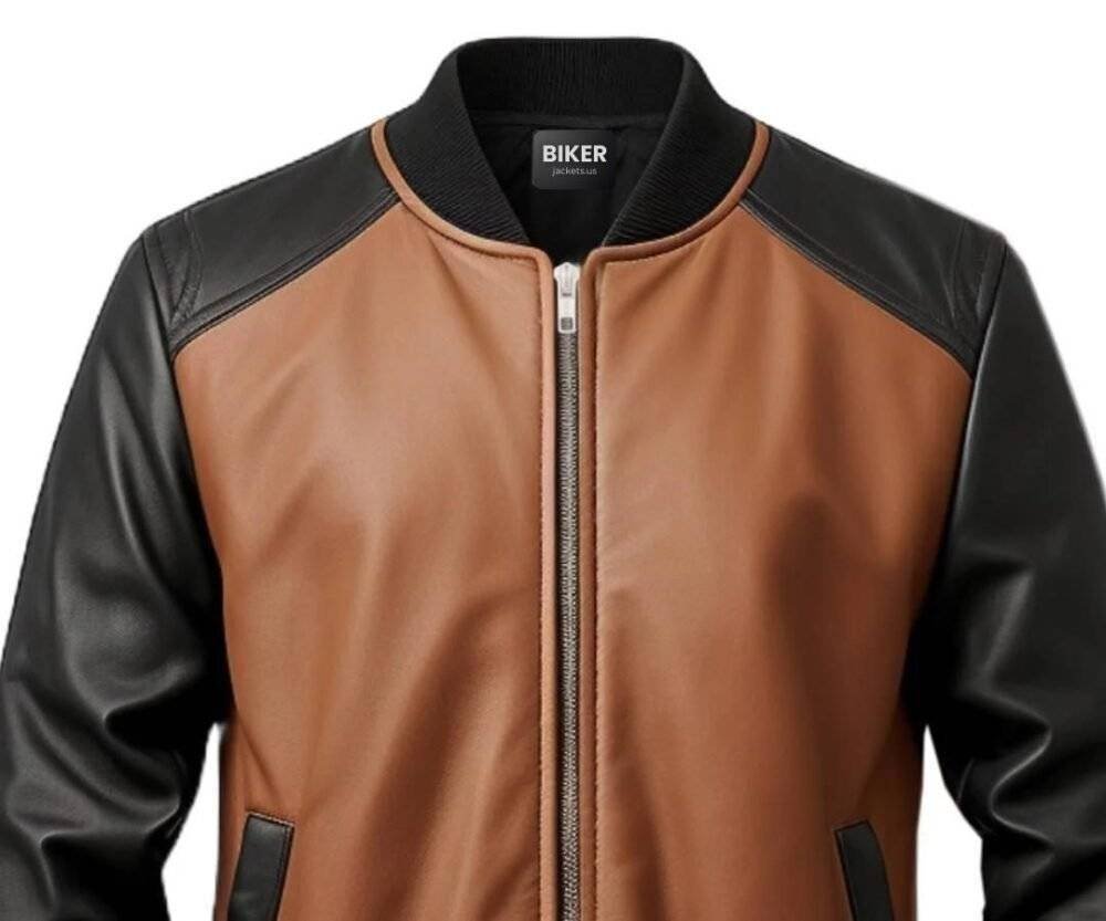 Men Bomber Brown Leather Jacket