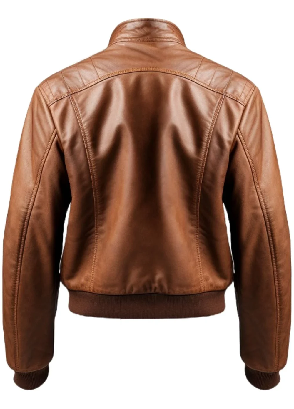 Men Brown Bomber Leather Jacket