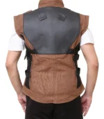 Men Brown Military Style Cotton Vest