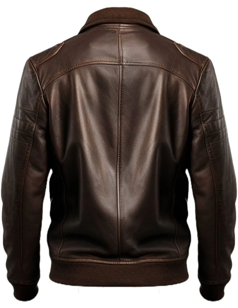 Men Dark Brown Leather Bomber Jacket