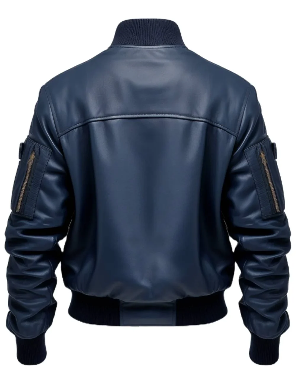 Men Flight Bomber Blue Leather Jacket