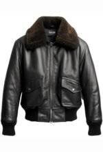 Men G1 Black Leather Flight Bomber Jacket