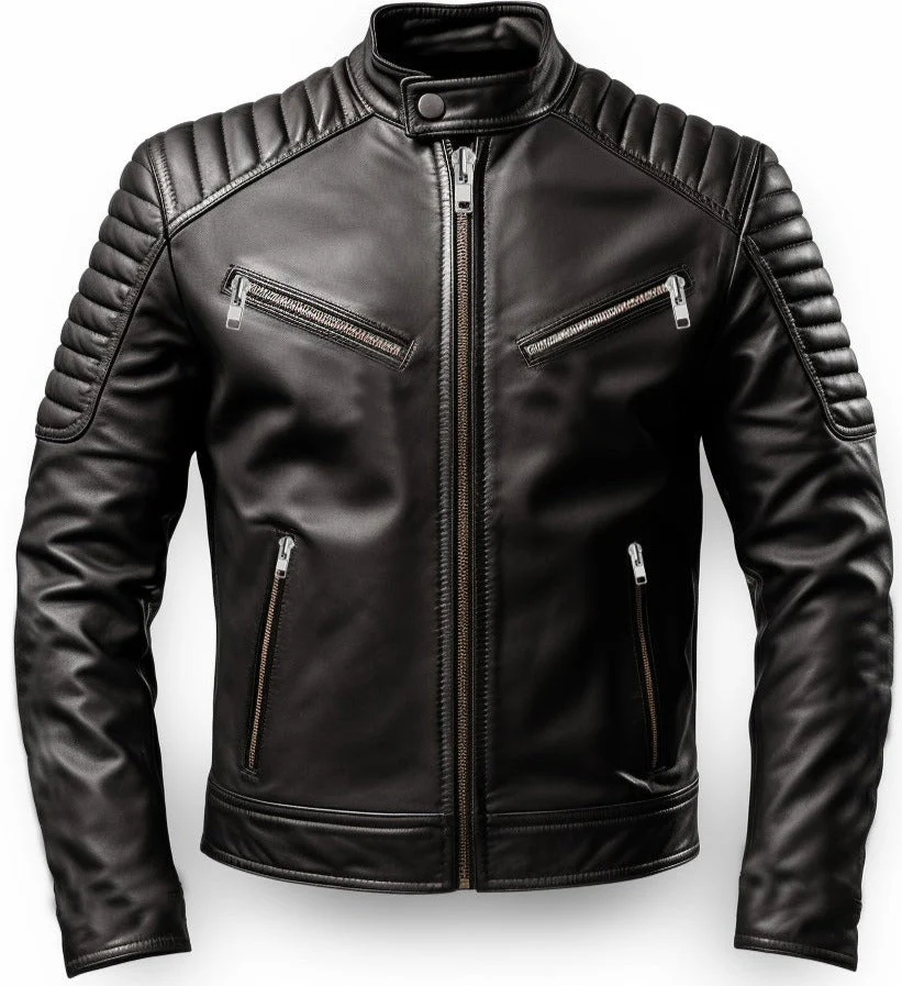 Men Harvey Black Biker Leather Jacket