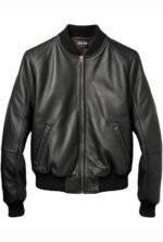 Men Leather Jacket Black Bomber